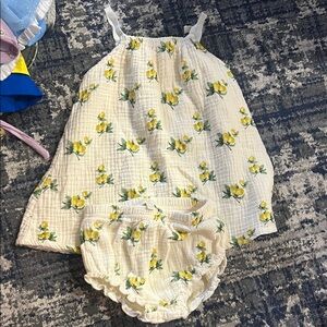 Chelsea & Violet Cream and Yellow Floral Kids Matching Set